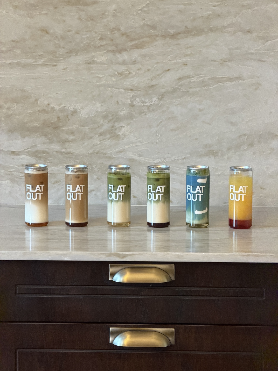 Flat Out drinks lined up together